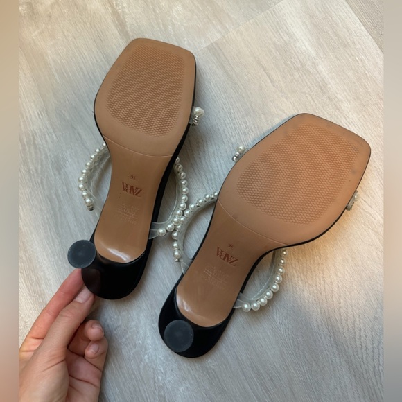 Glamorous black Zara heels with pearl embellishments - Picture 2 of 5